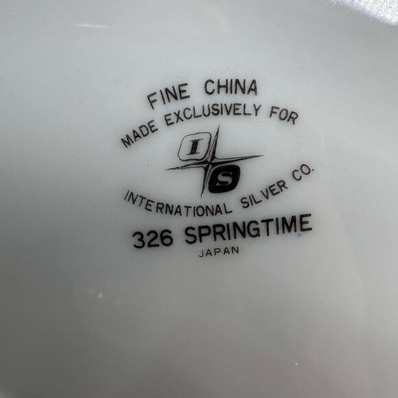 International Silver Co Fine China Cup & 3 Saucers 326 Springtime 4 Pc Serveware - Picture 11 of 11